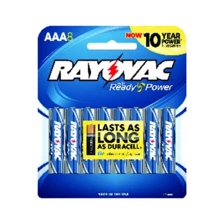 RAYOVAC High Energy AAA Alkaline Batteries 8 pk Carded, 8PK 824-8K